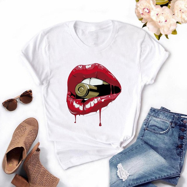 Camiseta holgada sensual de mujer