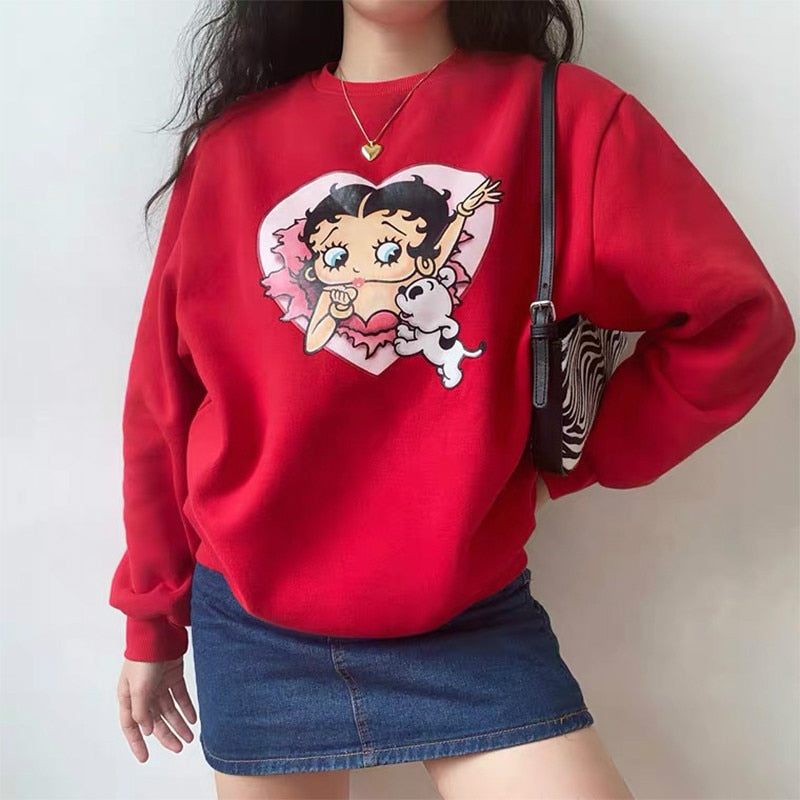 Sudadera de mujer con estammpado animado