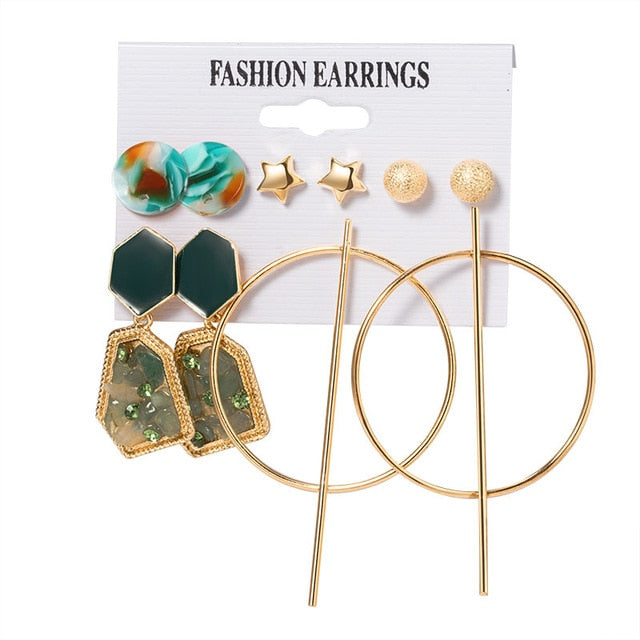 Juego de aretes de moda de mujer