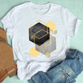 Camiseta corta de mujer con geometría