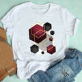 Camiseta corta de mujer con geometría