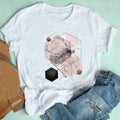 Camiseta corta de mujer con geometría