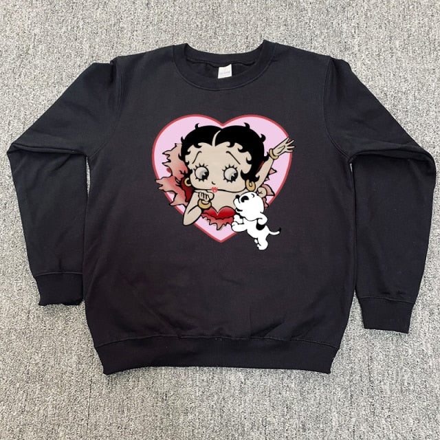 Sudadera de mujer con estammpado animado