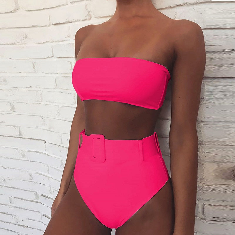 Bikini elegante de cintura alta