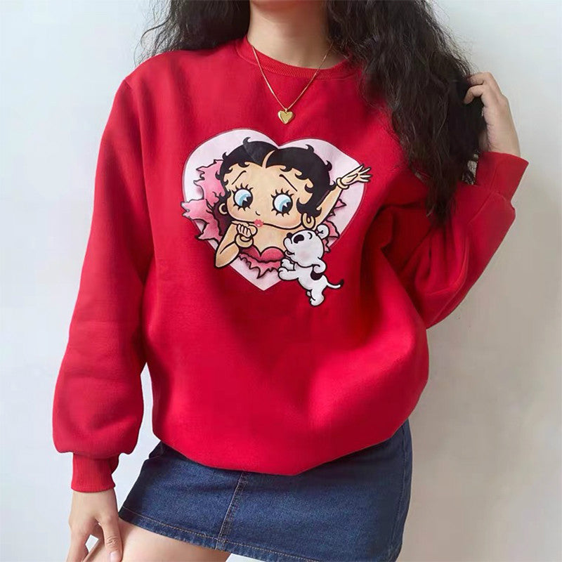 Sudadera de mujer con estammpado animado